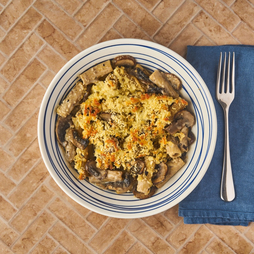 Mushroom Pasta Bake with Cheesy Truffle Crust