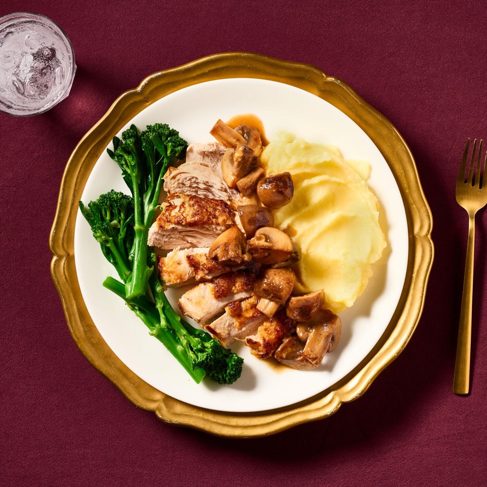 Crispy Chicken Breast with Mushroom Truffle Sauce & Mash
